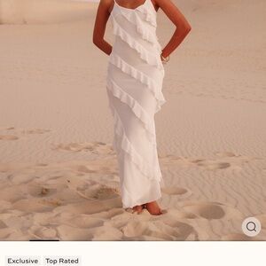 Petal & Pup White Ruffled Maxi Dress